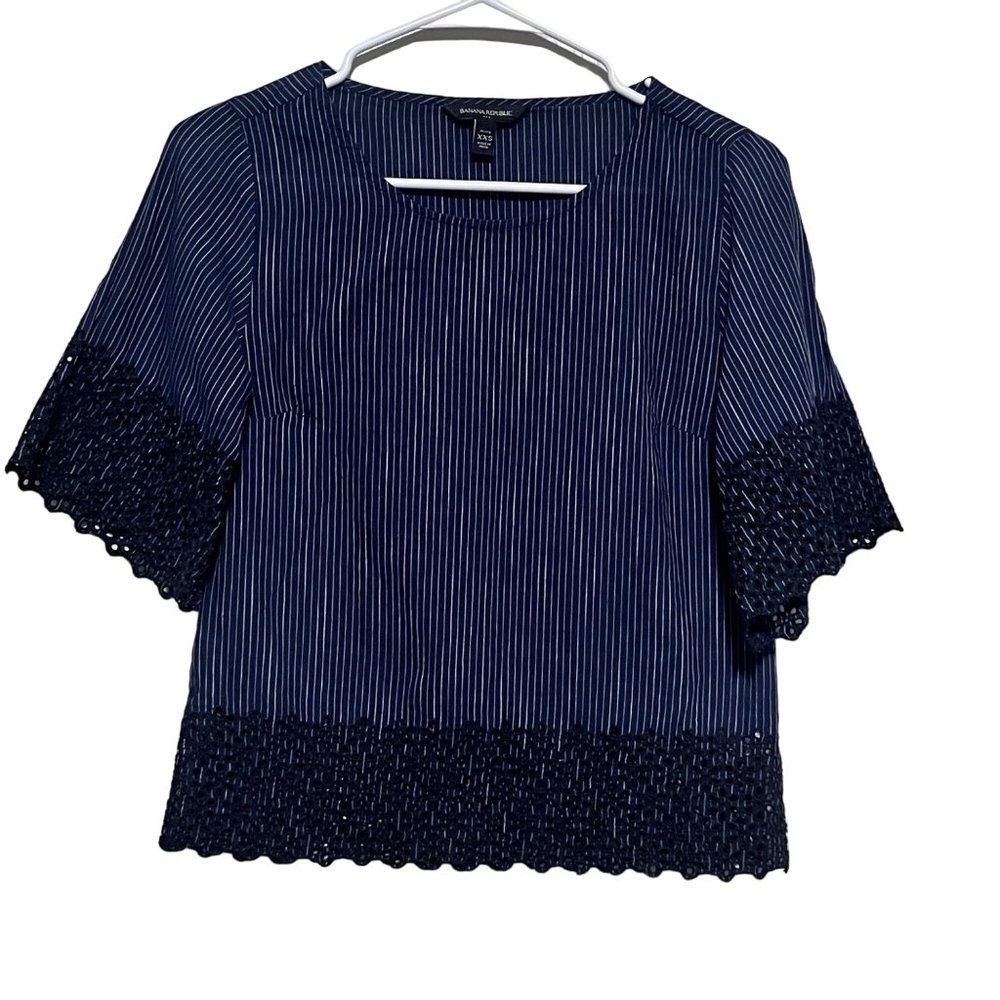 Banana Republic Womens Petite Striped Blouse Size XXS